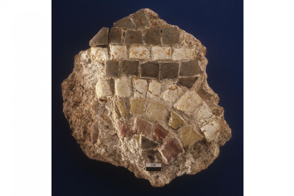 Roman mosaic fragment found during excavations at Charles Street, Dorchester